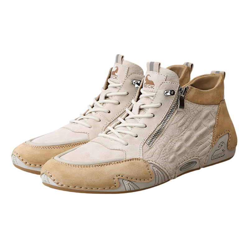 Crocodile Print High-top Soft-soled Zip-up Casual Shoes BOOTS