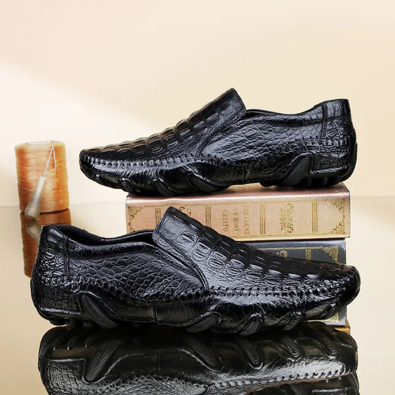 Crocodile Print Moccasin Shoes