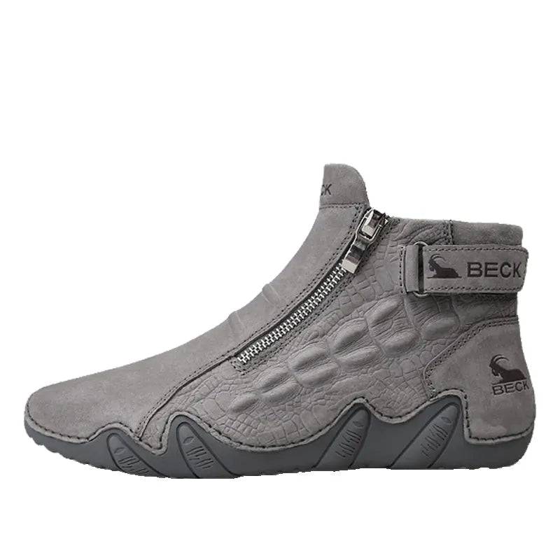 Alligator Print Casual Leather Boots