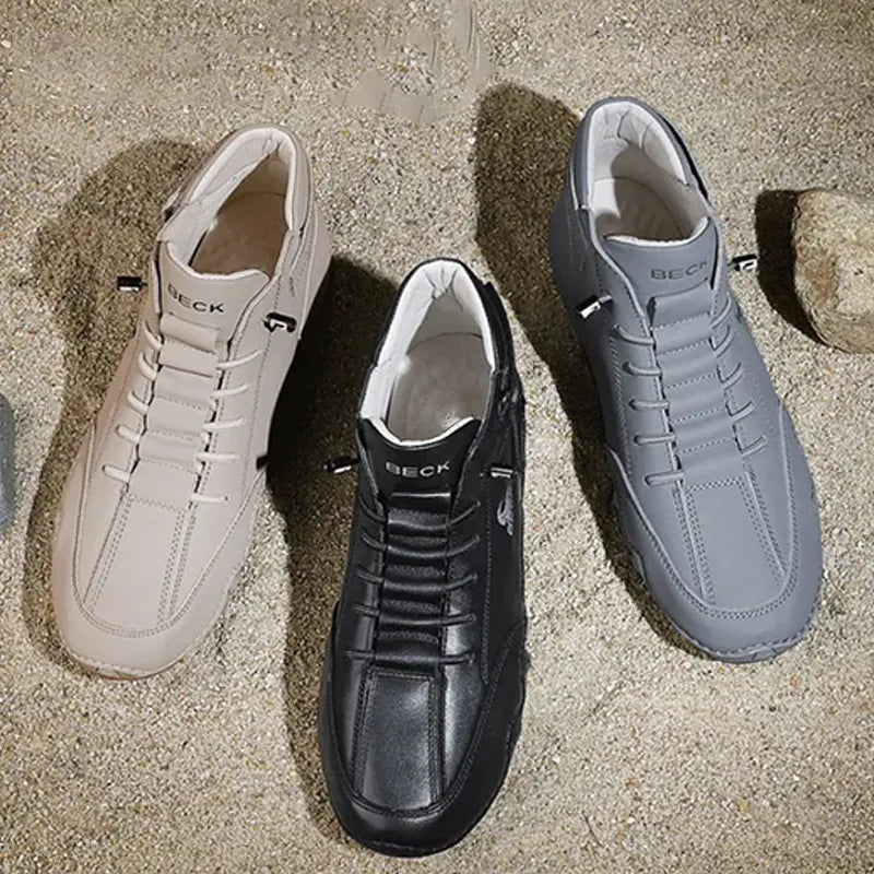Leather Non-slip Soft Sole Warm Daily Casual High-top Sneakers