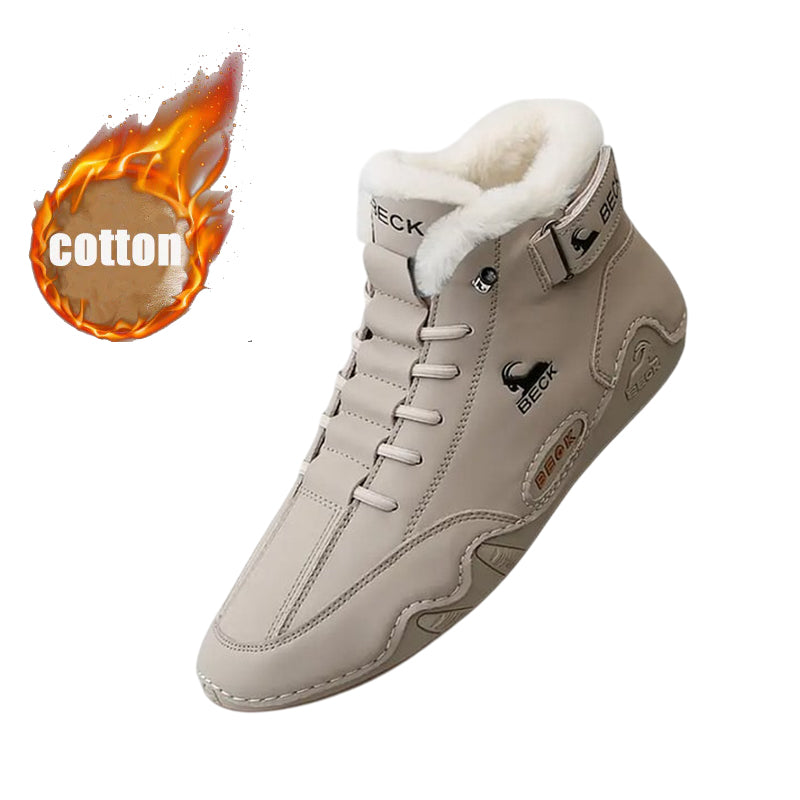 Leather Non-slip Soft Sole Warm Daily Casual High-top Sneakers