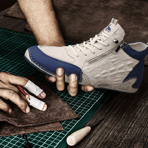 Crocodile Print High-top Soft-soled Zip-up Casual Shoes BOOTS