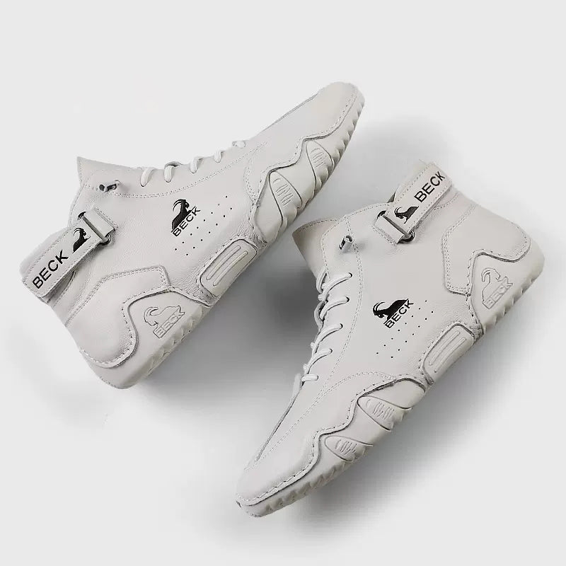 Leather Soft Sole High Top Casual Shoes