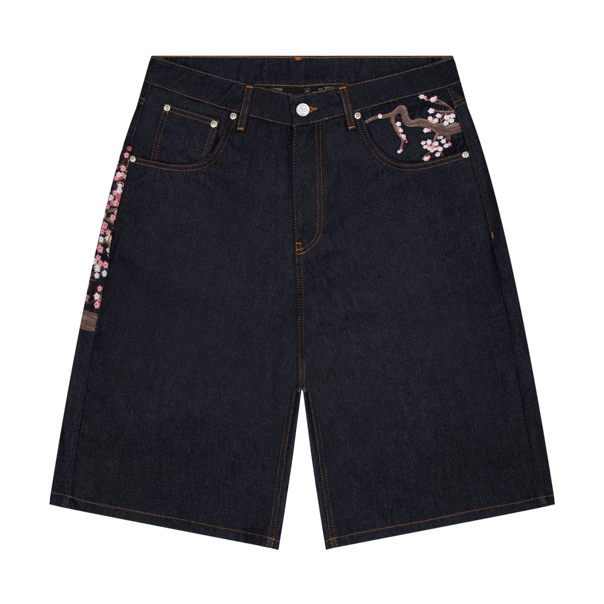 "blossom" indigo raw Jorts