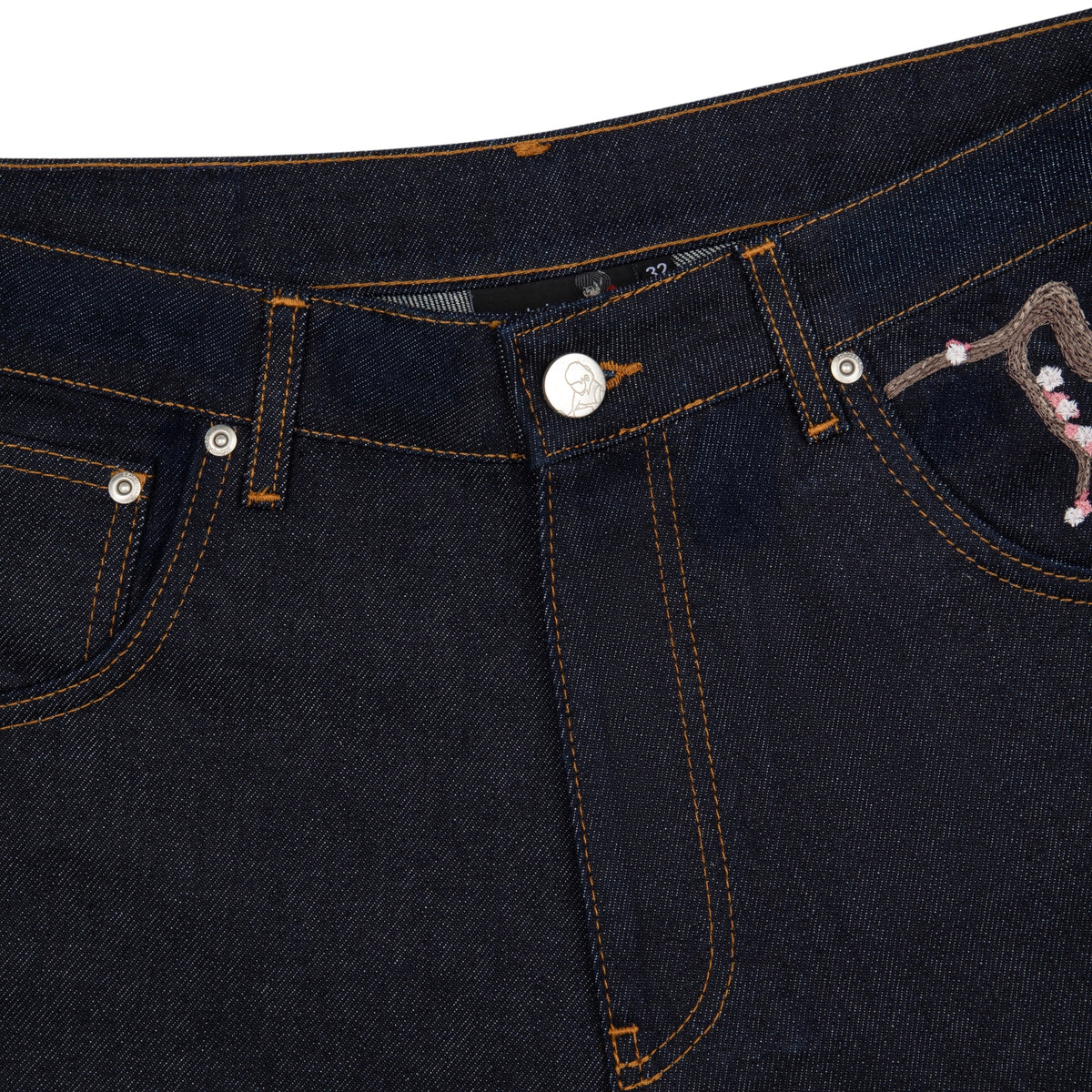"blossom" indigo raw Jorts