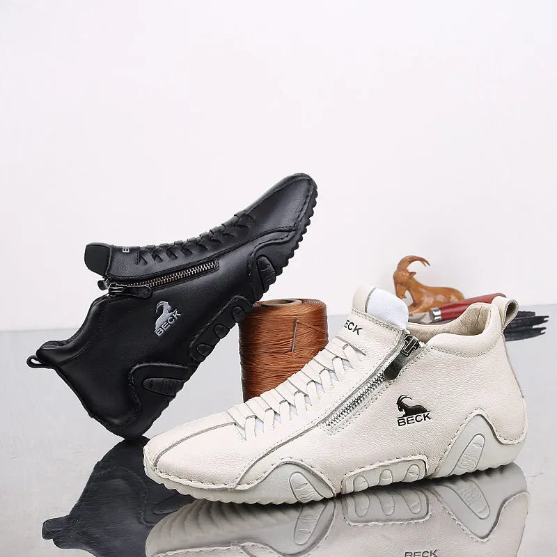 High-top Leather Soft-soled Casual Shoes