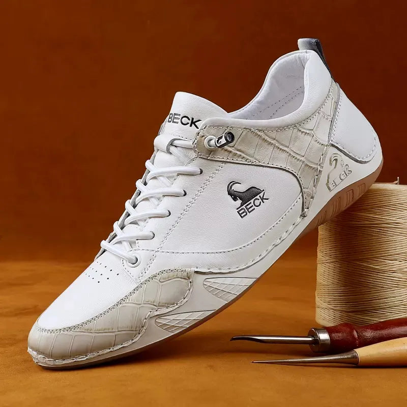 Crocodile Print Patchwork Fashion Casual Leather Shoes