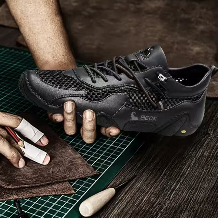Breathable Mesh Surface Leather Exercise Casual Shoes