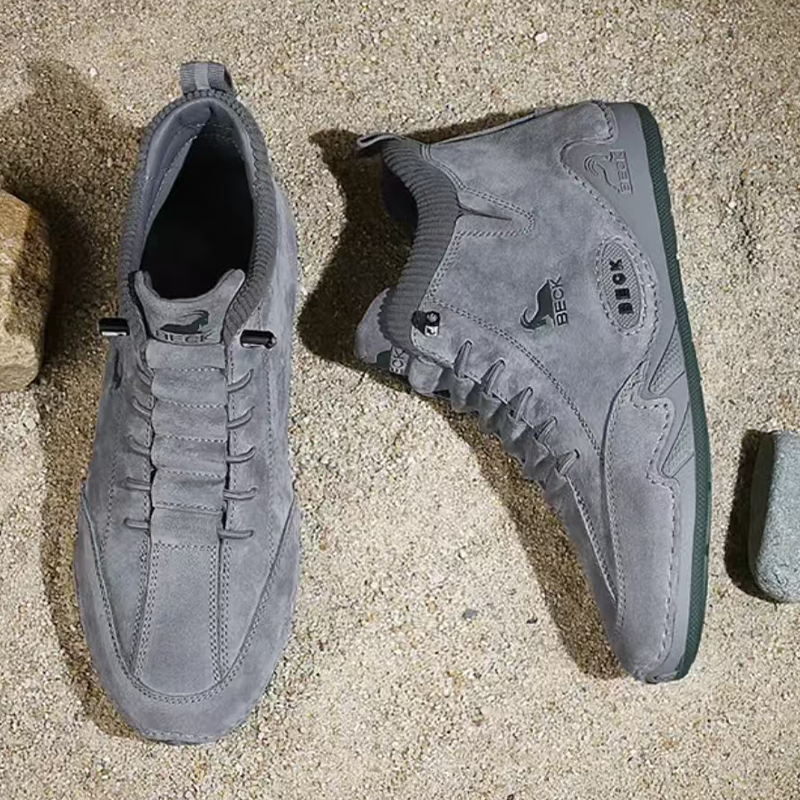 High Top Dermis Soft-soled Fallow Men's Leather Shoes