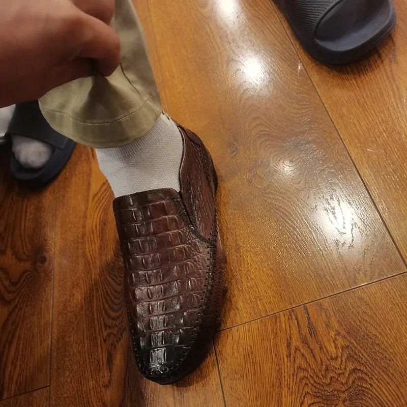 Crocodile Print Moccasin Shoes