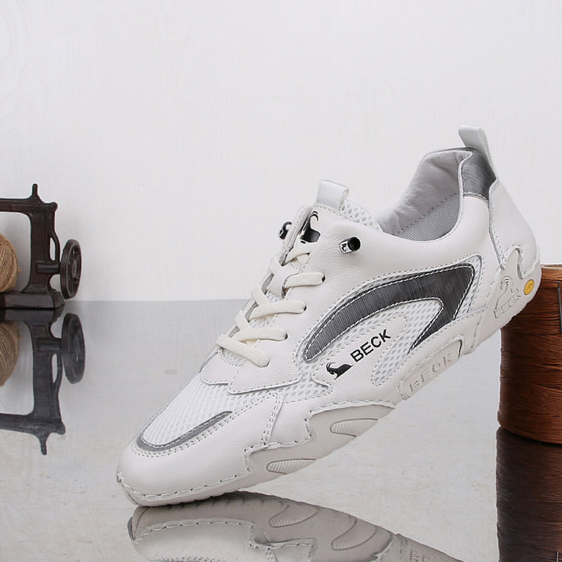 Handmade Casual Skate Shoes Mesh And Leather Two Styles
