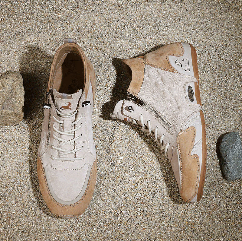 Crocodile Print High-top Soft-soled Zip-up Casual Shoes BOOTS