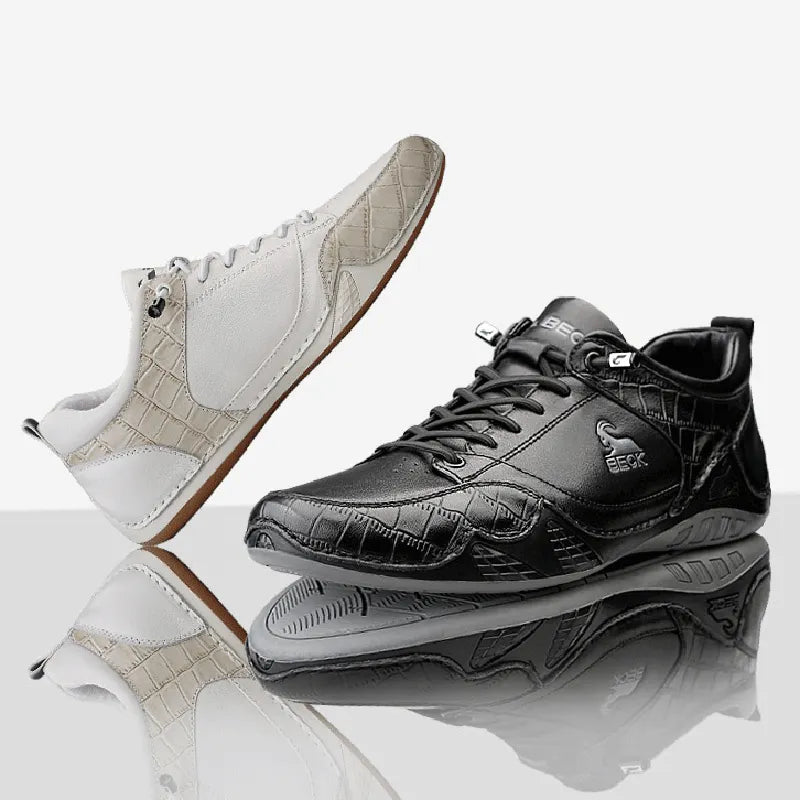 Crocodile Print Patchwork Fashion Casual Leather Shoes
