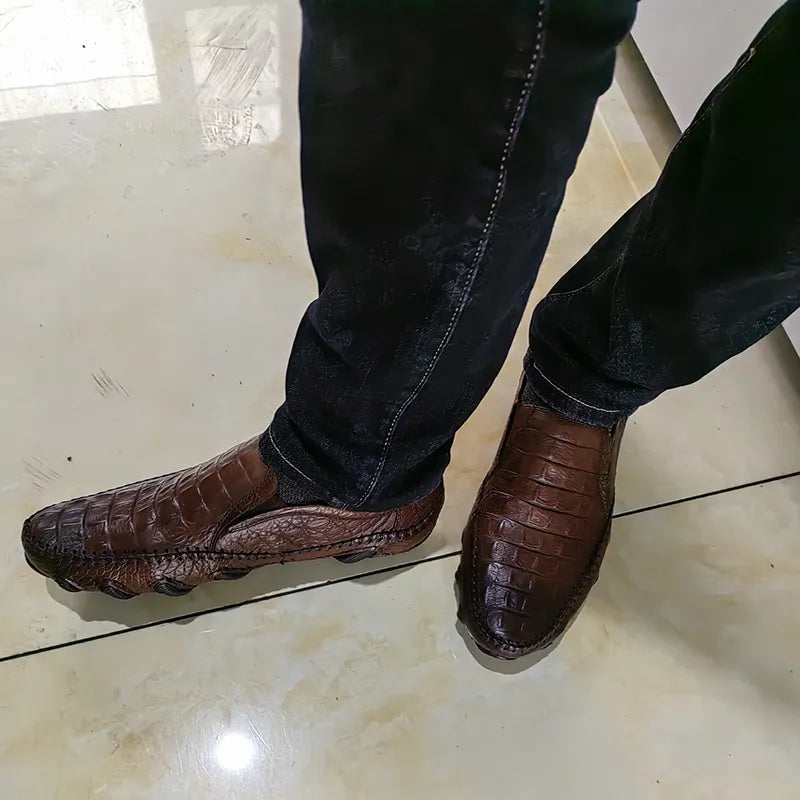 Crocodile Print Moccasin Shoes