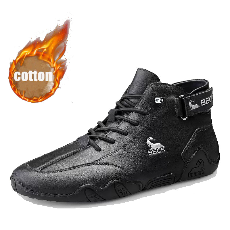 Leather Soft Sole High Top Casual Shoes