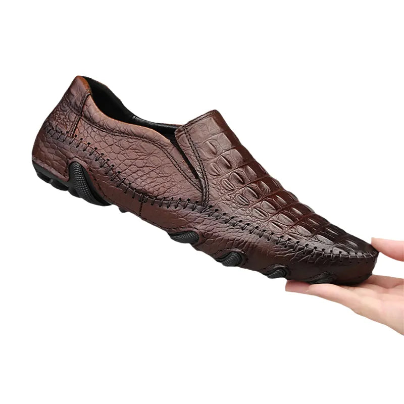 Crocodile Print Moccasin Shoes
