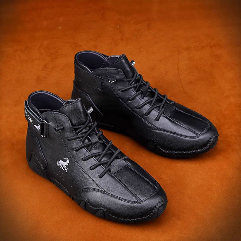 Leather Soft Sole High Top Casual Shoes