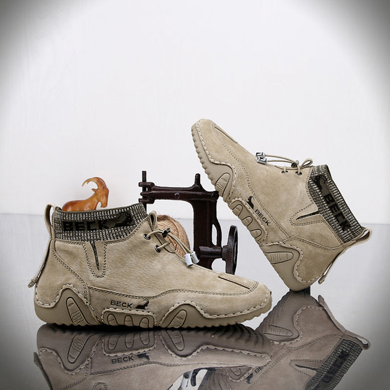 Hand-stitched Leather Ankle Boots For Women