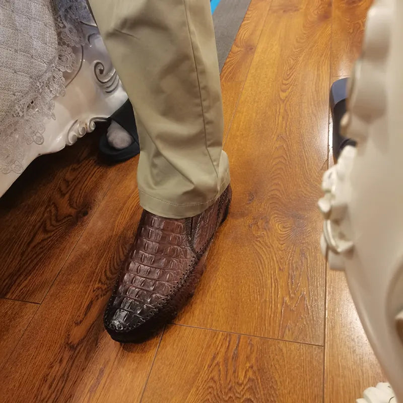 Crocodile Print Moccasin Shoes