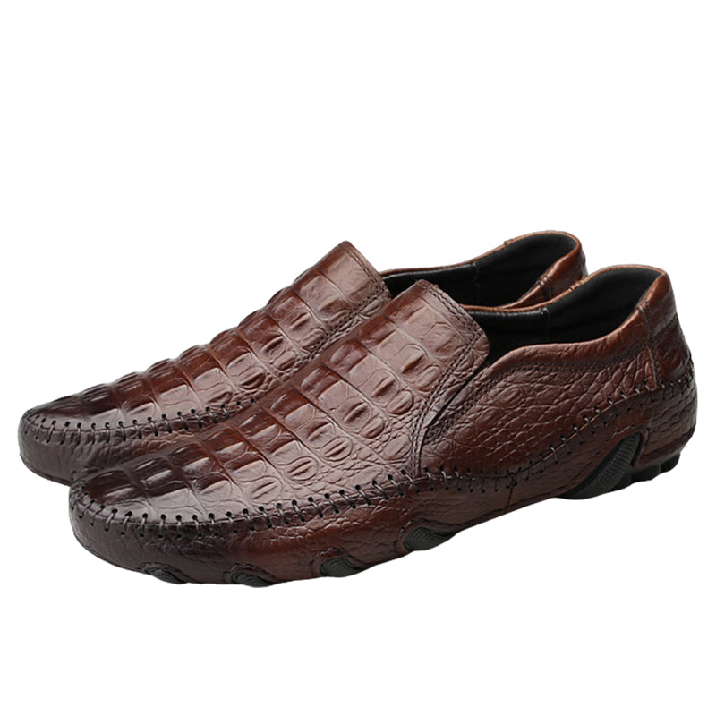 Crocodile Print Moccasin Shoes