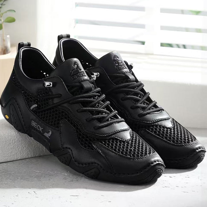Breathable Mesh Surface Leather Exercise Casual Shoes