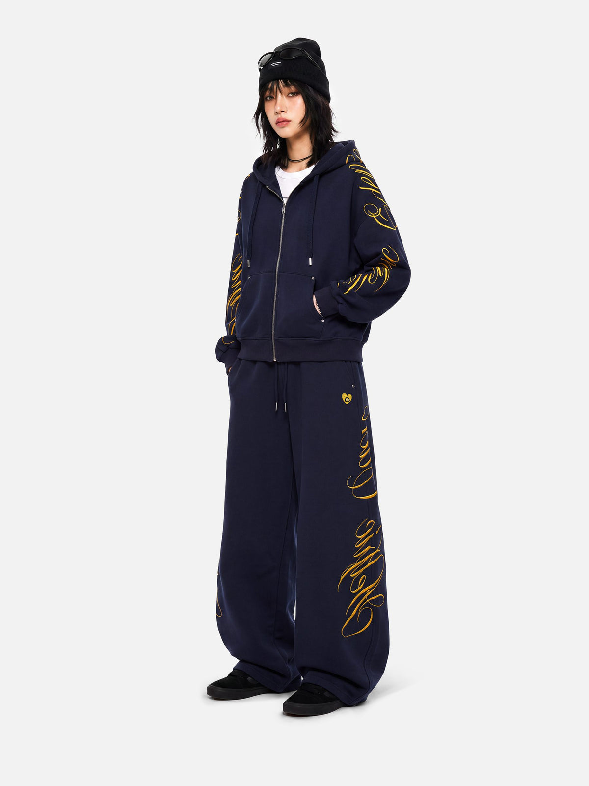 Aelfric Eden Boxy Script Embroidery Hoodie Sets