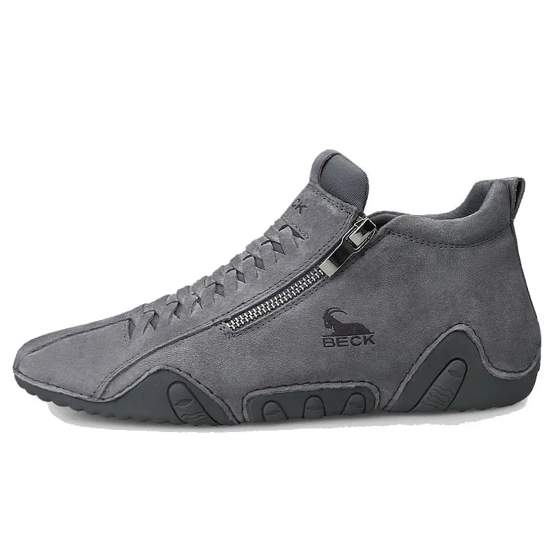 Side Zipper Leather Shoes