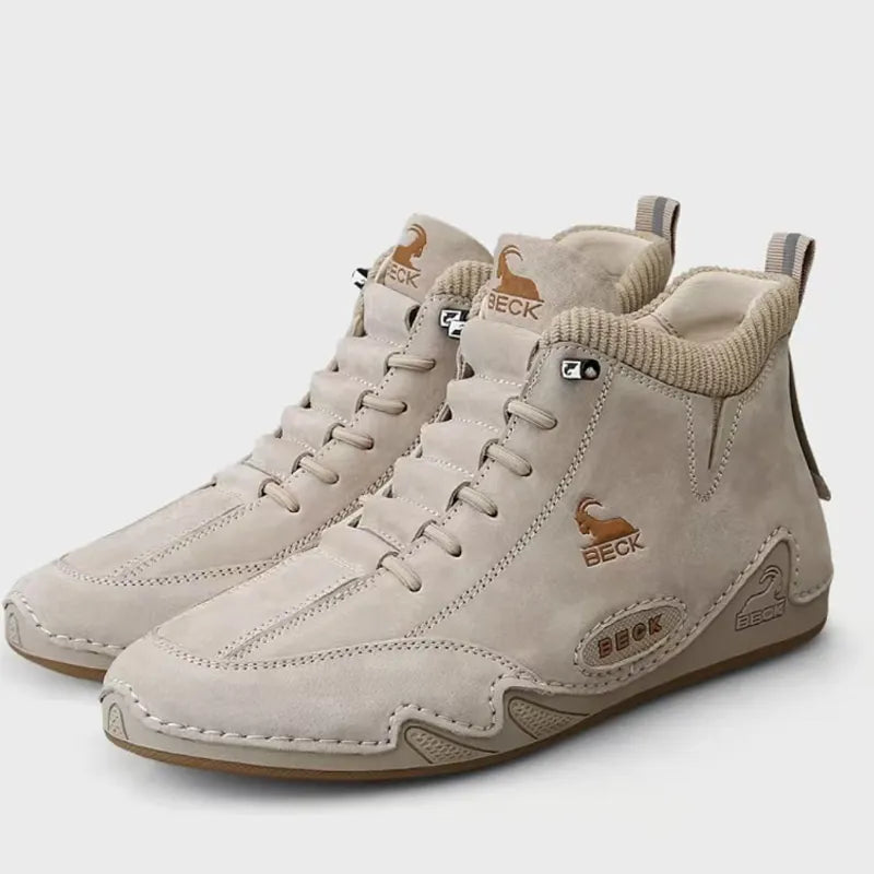 High Top Dermis Soft-soled Fallow Men's Leather Shoes