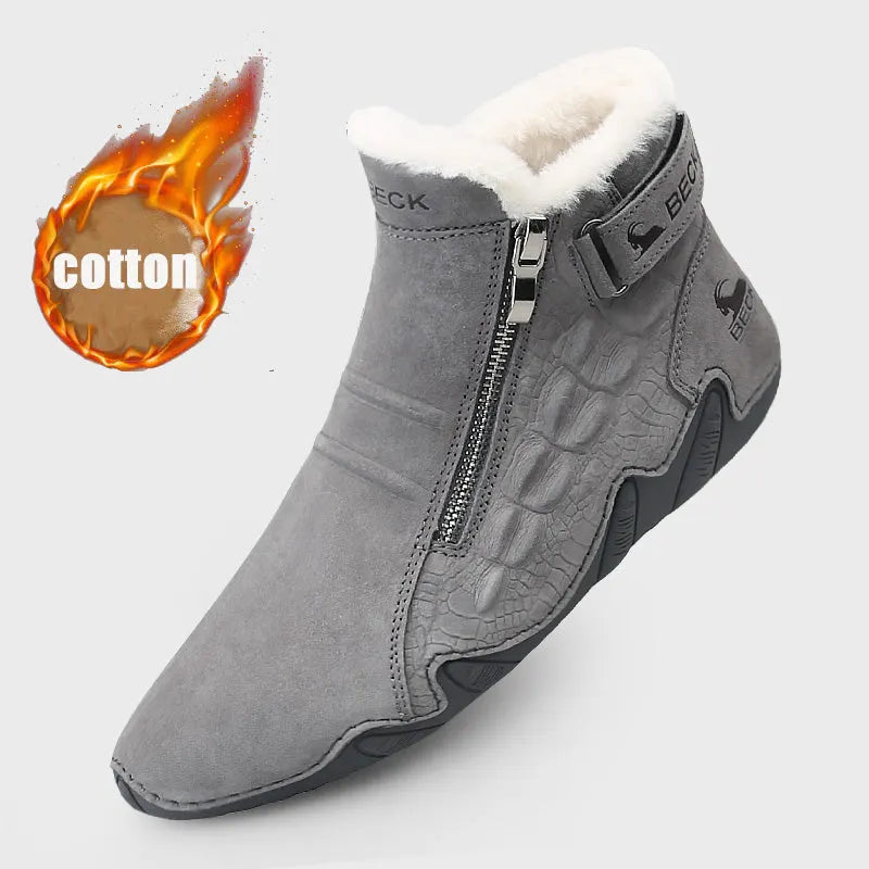 Alligator Print Casual Leather Boots