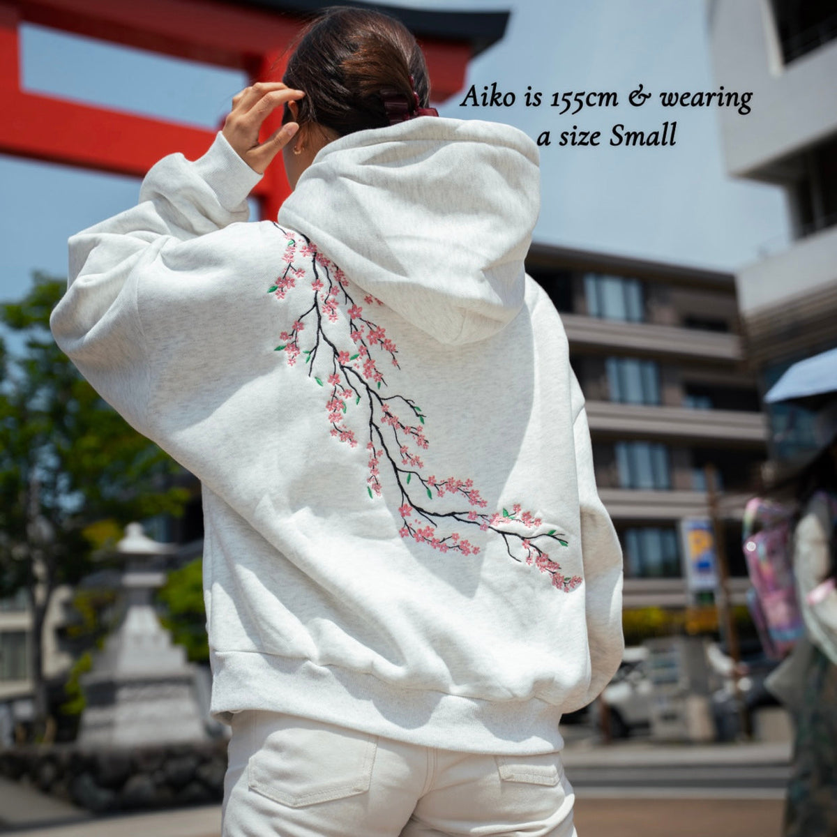 Sakura hoodie - White Marle
