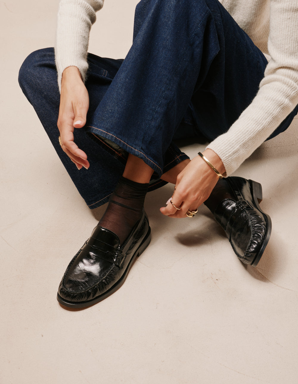 Halley Loafers - Black Pleated leather