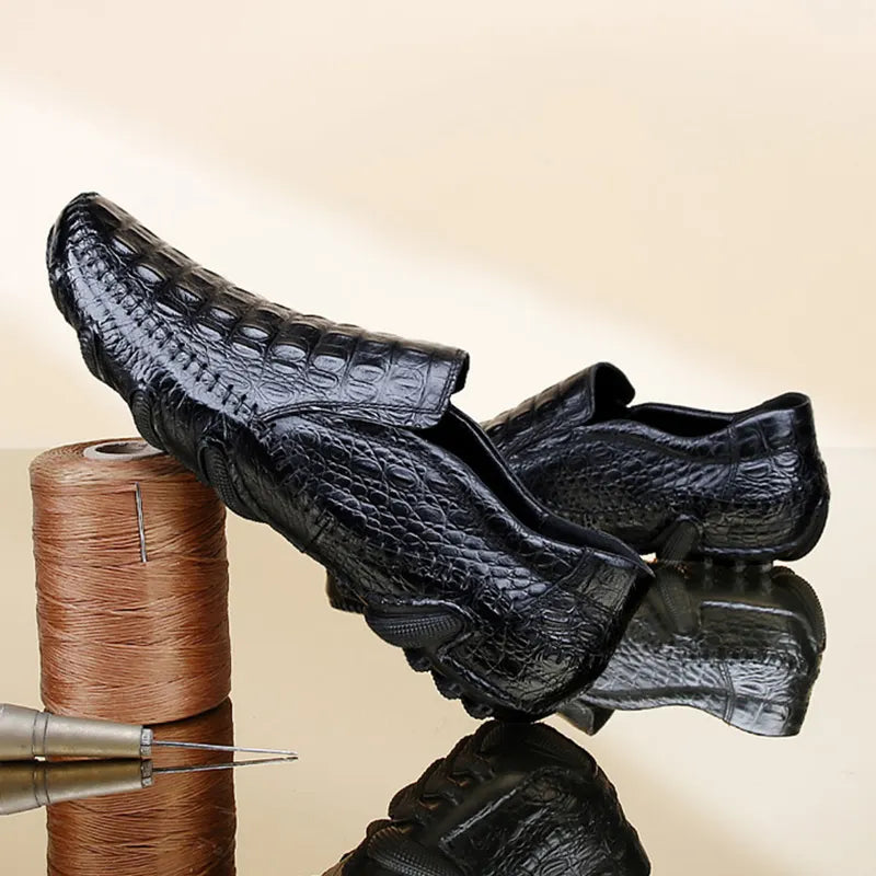 Crocodile Print Moccasin Shoes