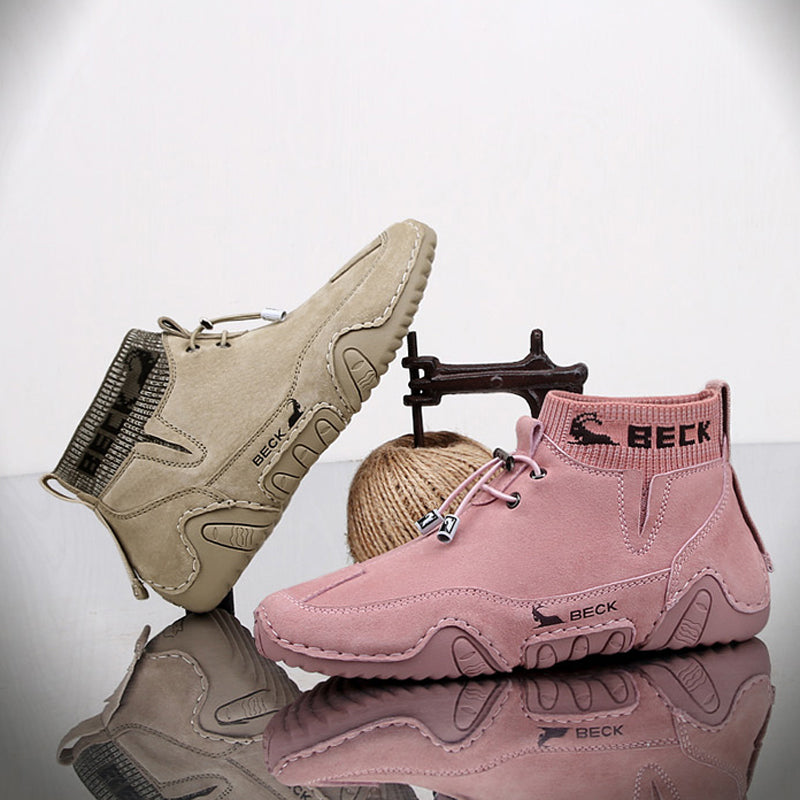 Hand-stitched Leather Ankle Boots For Women
