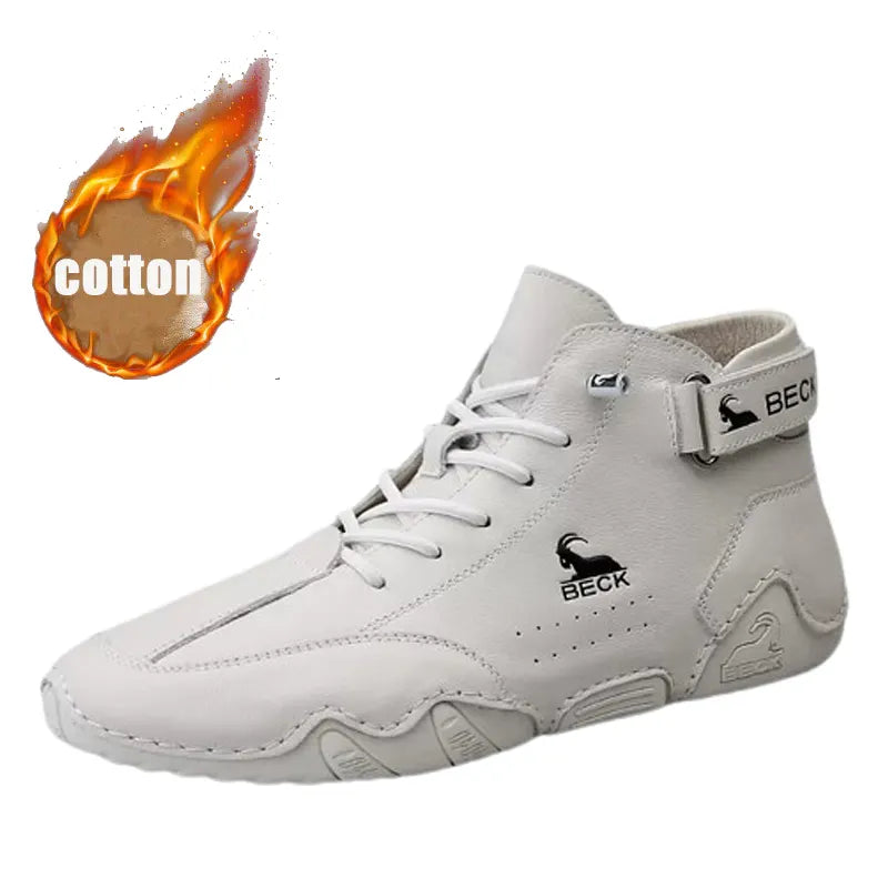 Leather Soft Sole High Top Casual Shoes