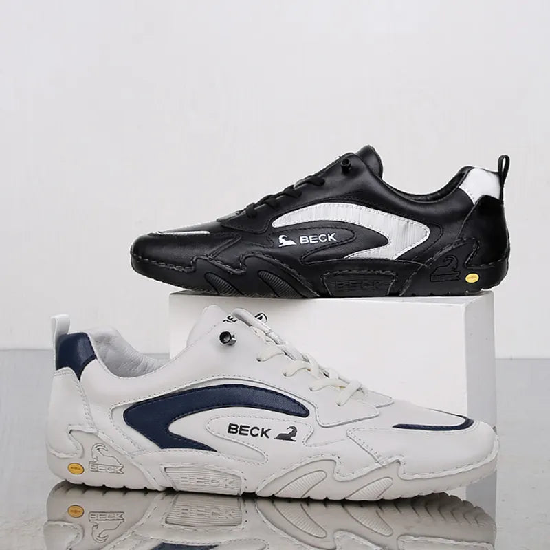 Handmade Casual Skate Shoes Mesh And Leather Two Styles