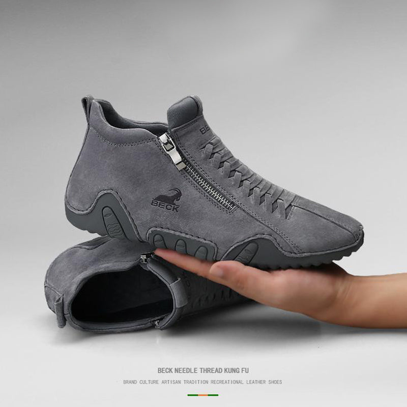 Side Zipper Leather Shoes