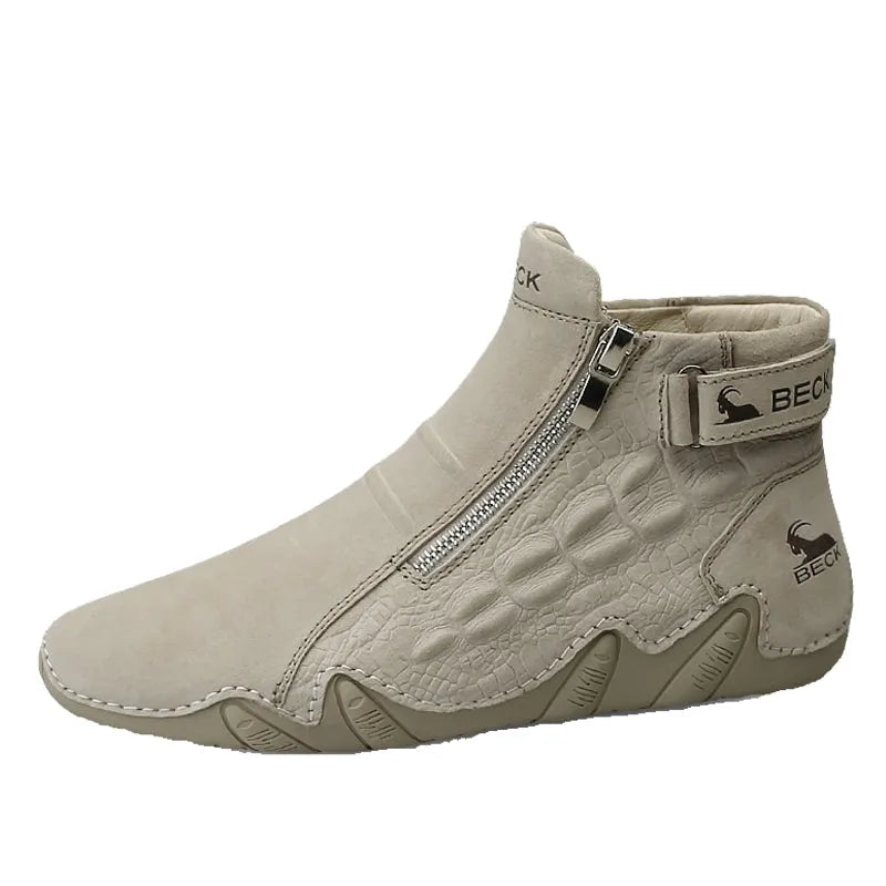 Alligator Print Casual Leather Boots