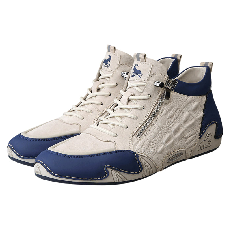 Crocodile Print High-top Soft-soled Zip-up Casual Shoes BOOTS