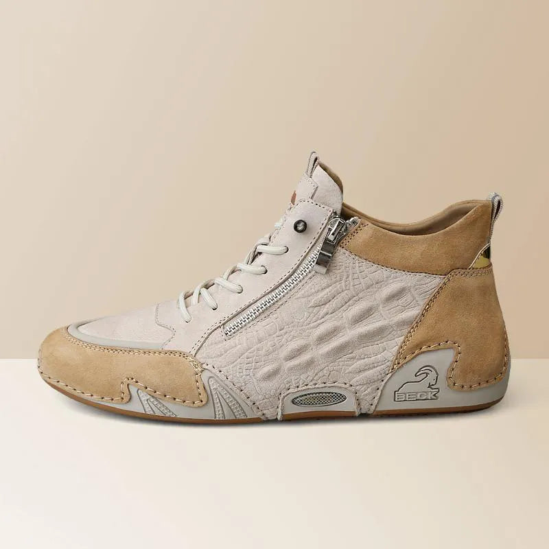 Crocodile Print High-top Soft-soled Zip-up Casual Shoes BOOTS