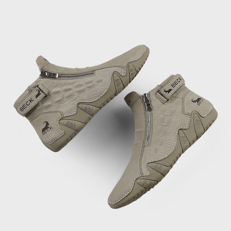 Alligator Print Casual Leather Boots
