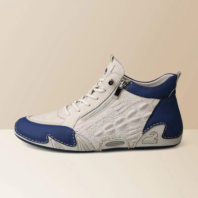 Crocodile Print High-top Soft-soled Zip-up Casual Shoes BOOTS