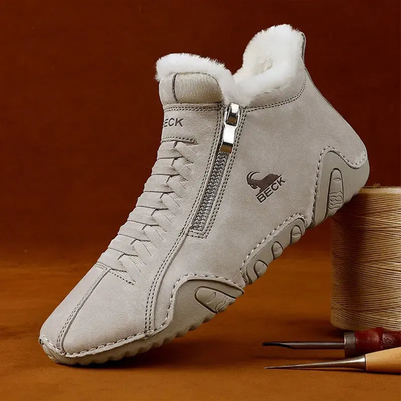 Side Zipper Leather Shoes