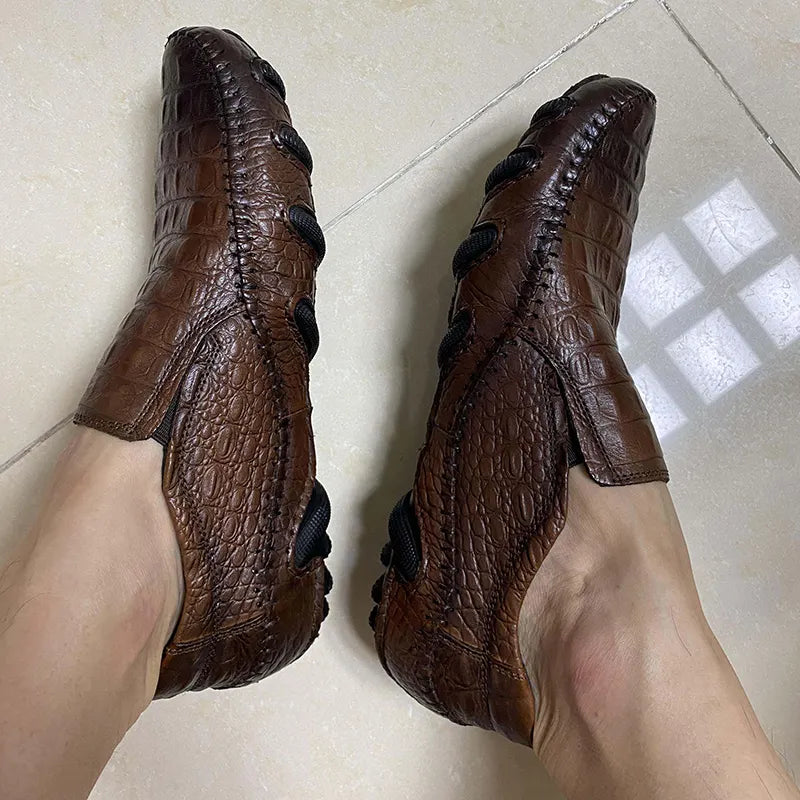 Crocodile Print Moccasin Shoes